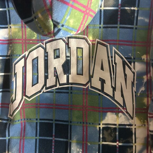 Air Jordan Essential Blue Green Plaid Holiday Hoodie DV1578-333 Men’s Size M - Picture 13 of 14